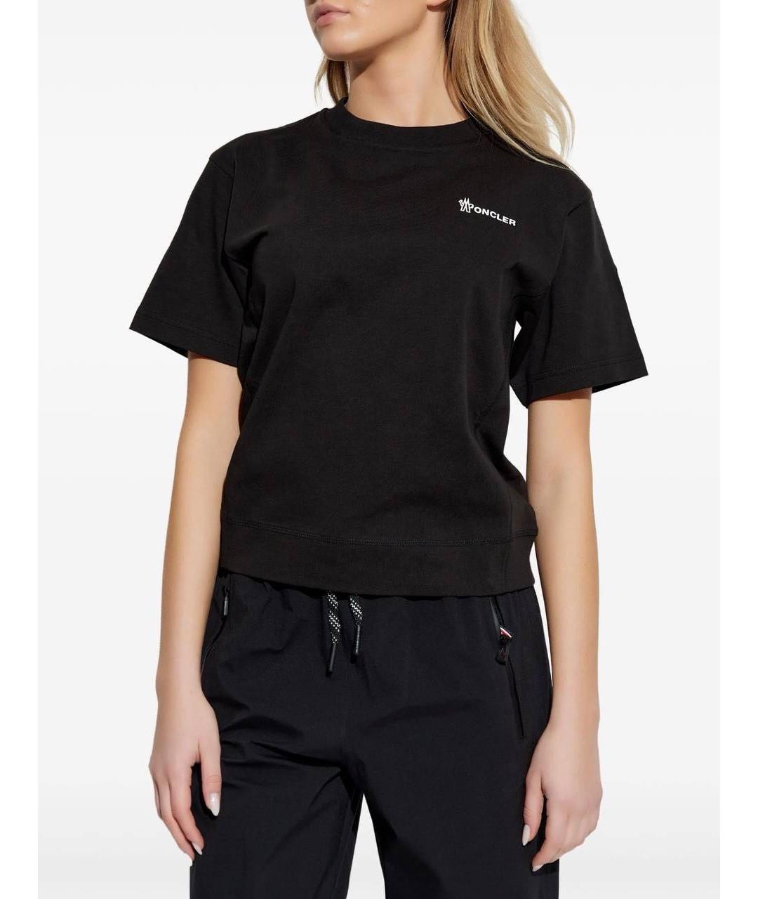 MONCLER Черная хлопковая футболка, фото 2