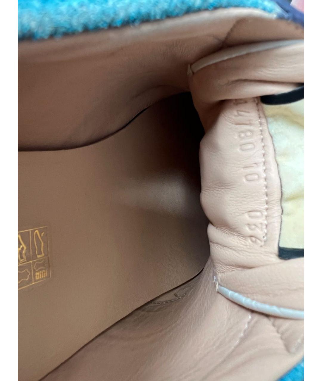 GUCCI Бирюзовые замшевые низкие кроссовки / кеды, фото 5