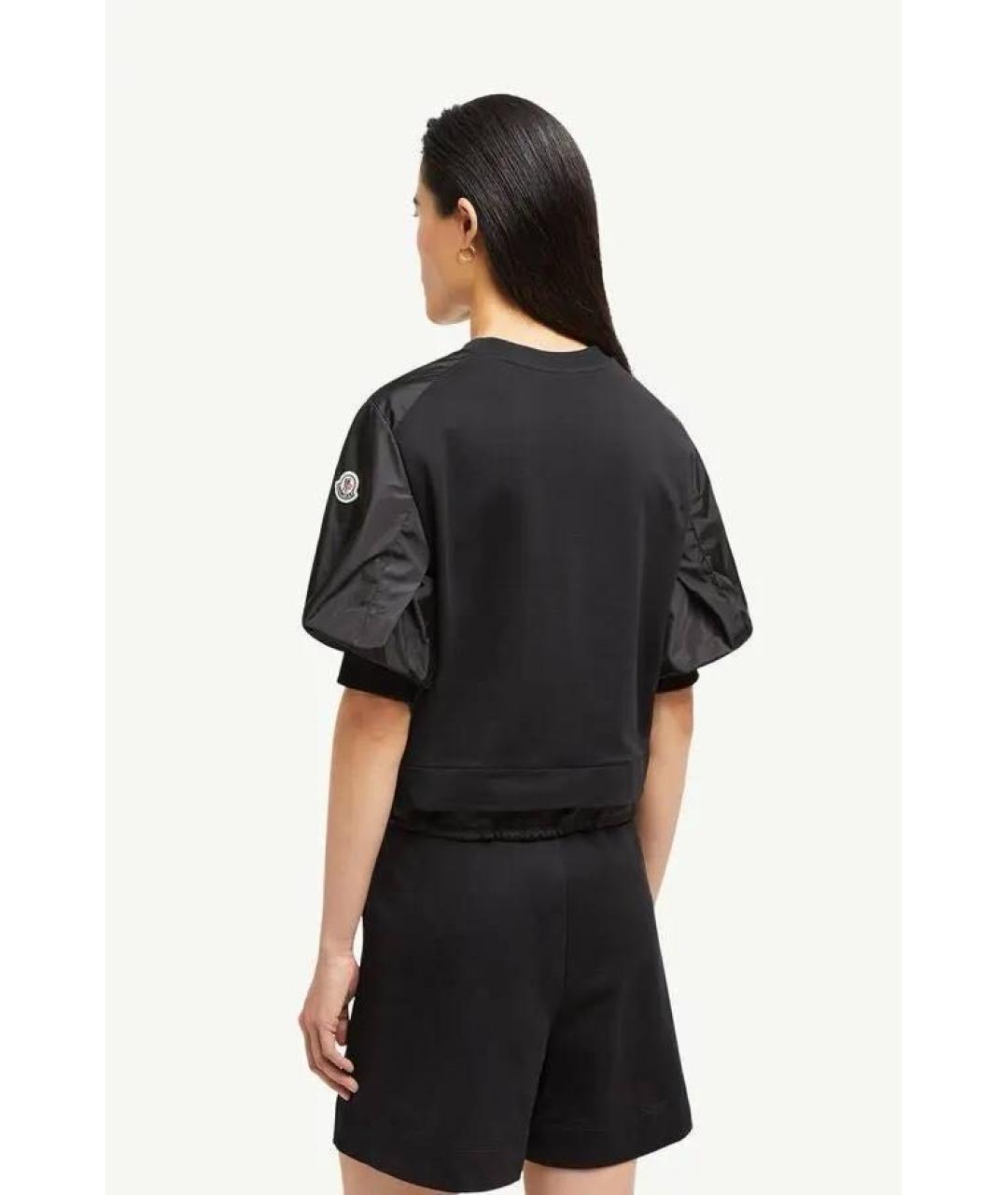 MONCLER Черная хлопковая футболка, фото 3