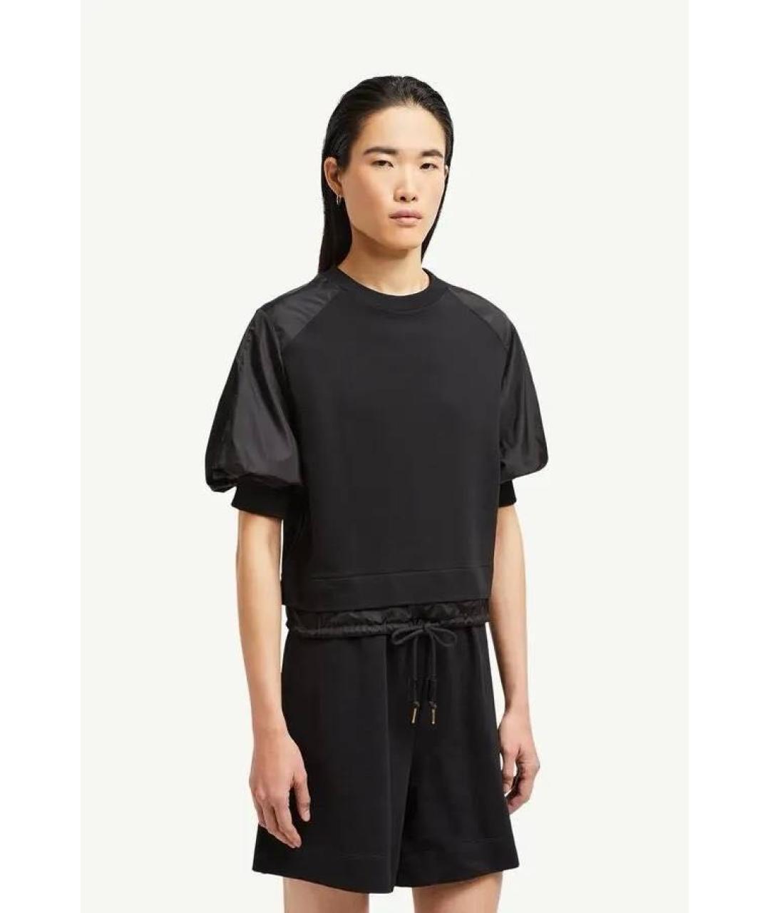 MONCLER Черная хлопковая футболка, фото 5