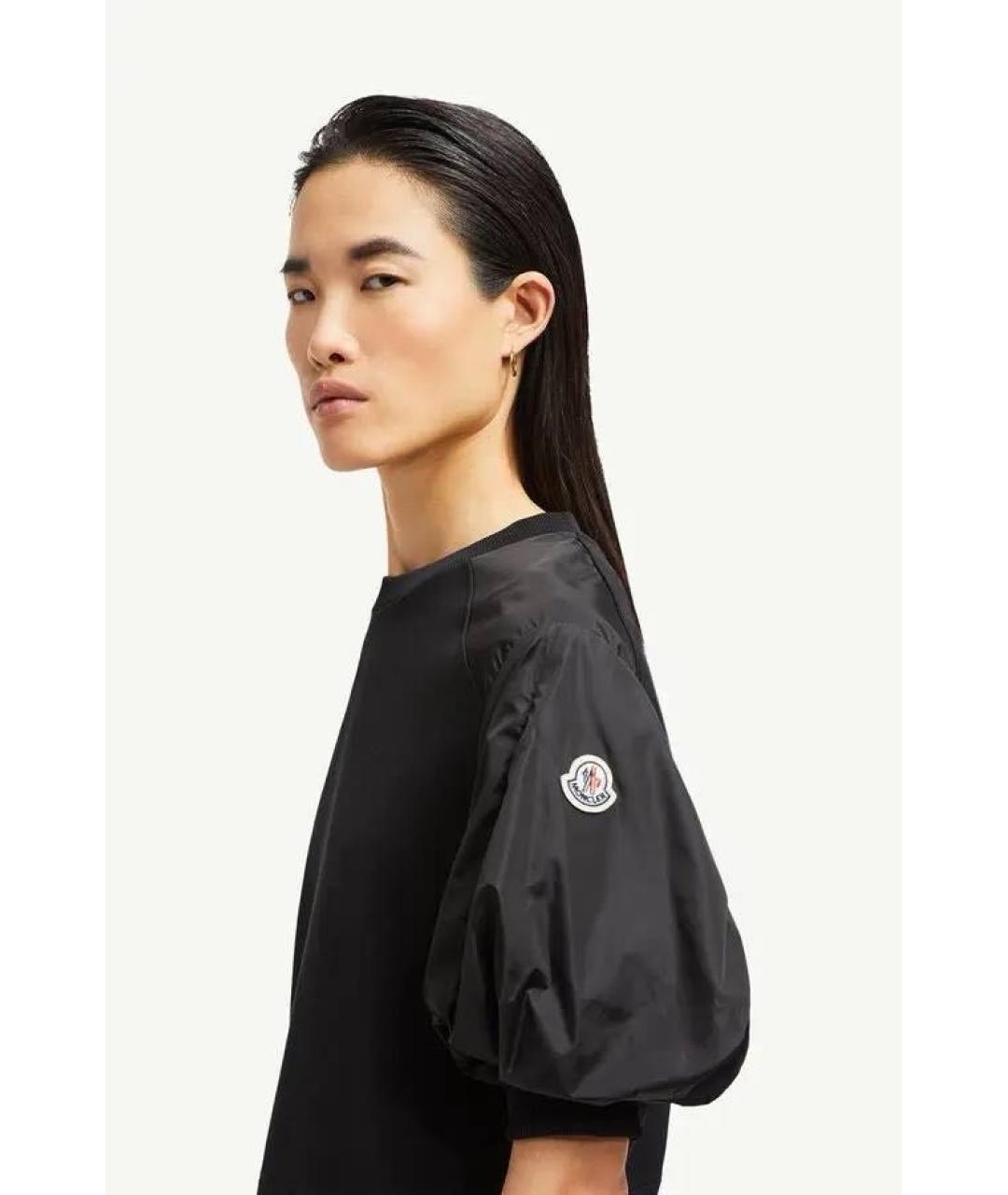 MONCLER Черная хлопковая футболка, фото 2