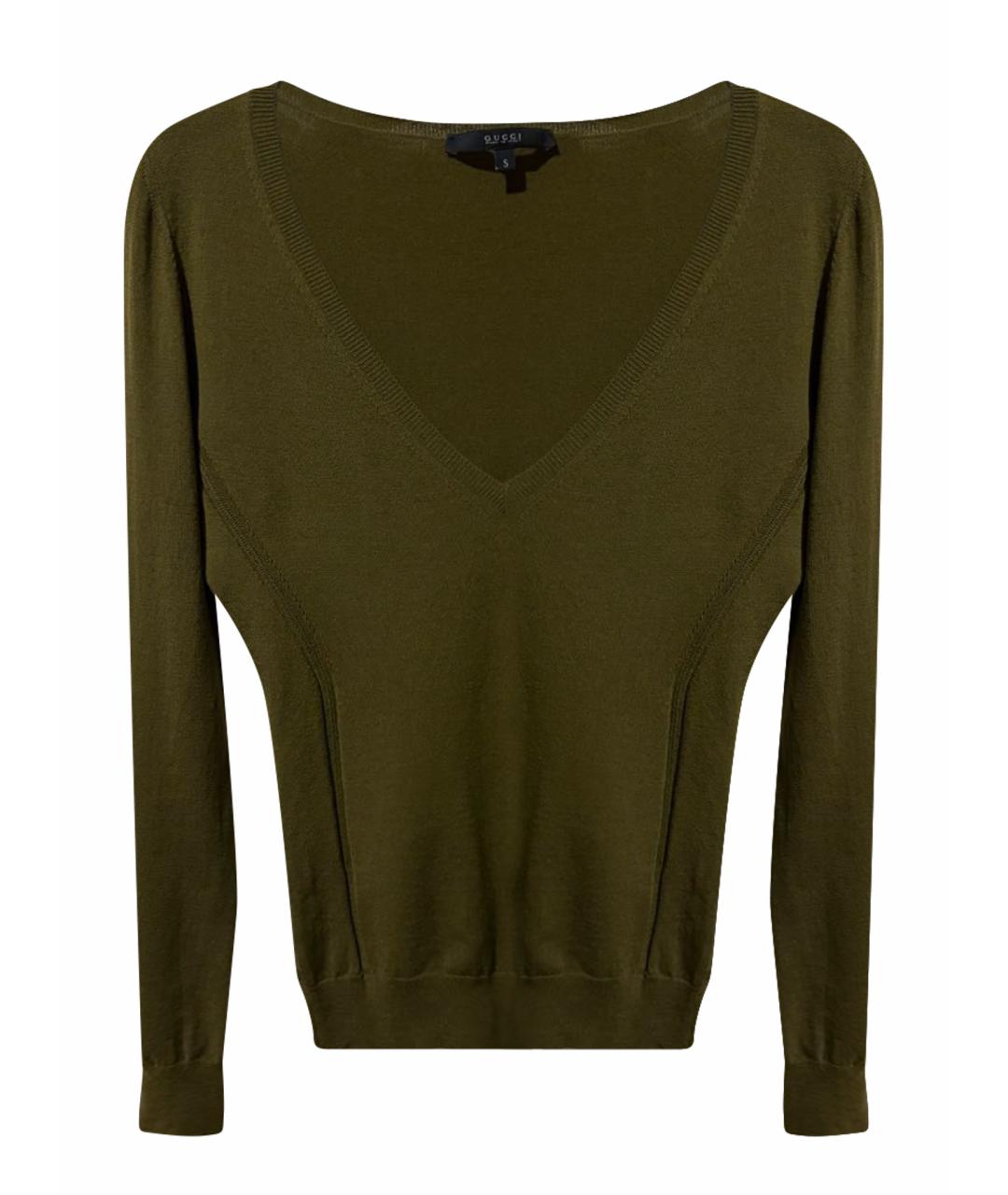 GUCCI Зеленый шерстяной джемпер / свитер, фото 1