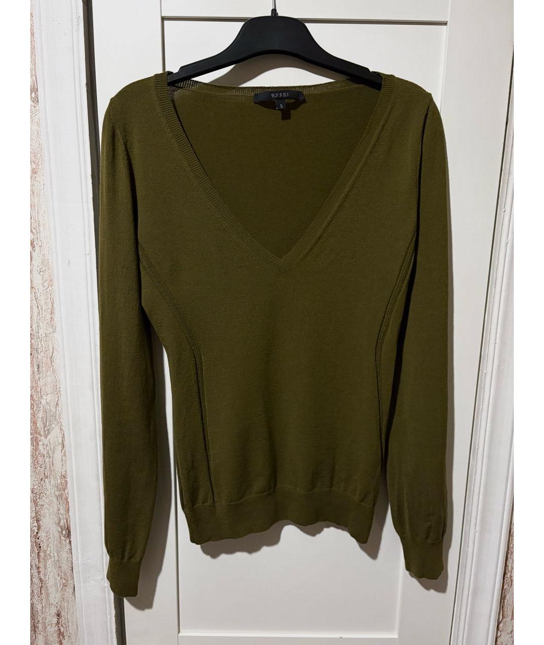 GUCCI Зеленый шерстяной джемпер / свитер, фото 6