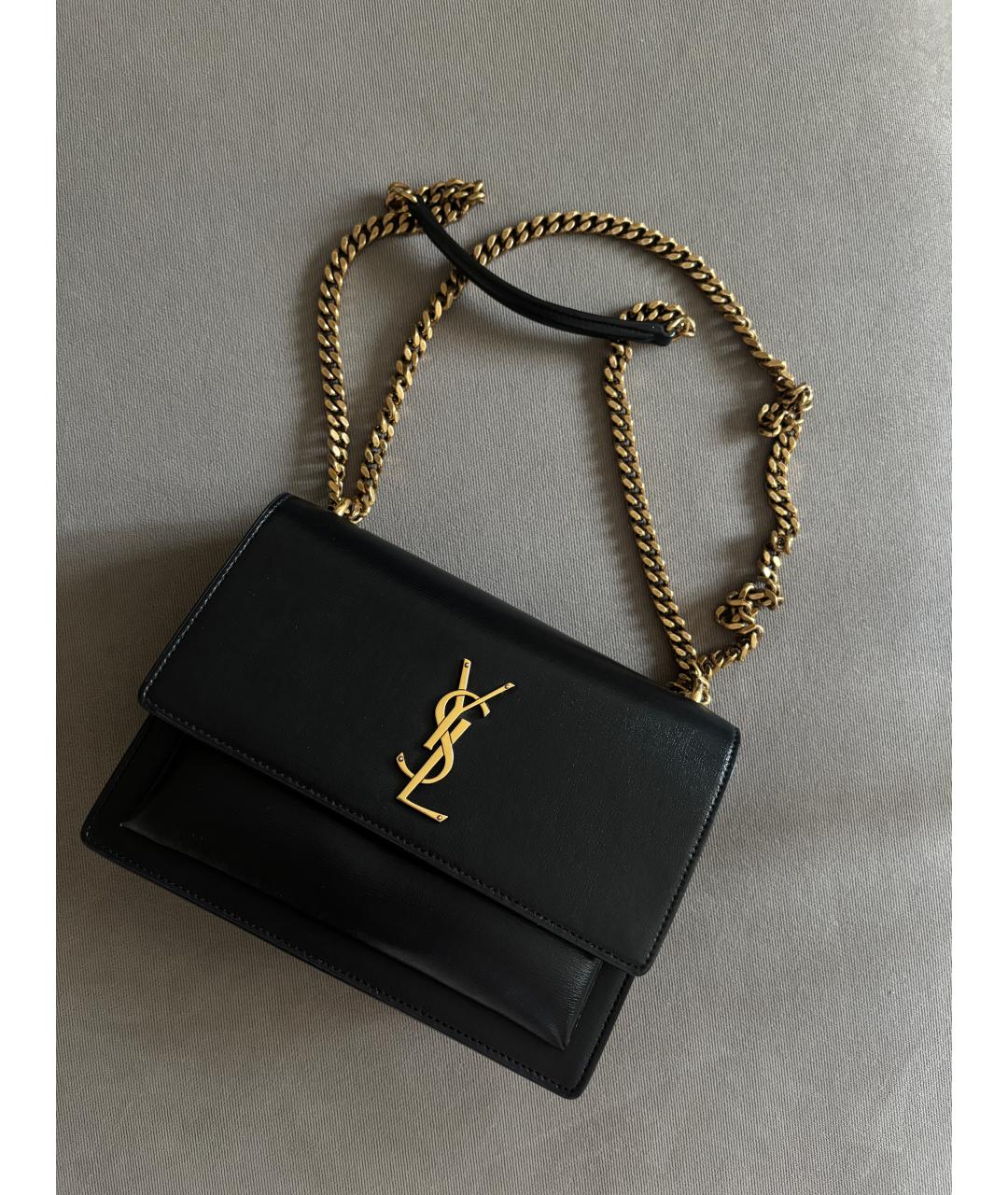 SAINT LAURENT Черная кожаная сумка на плечо, фото 10