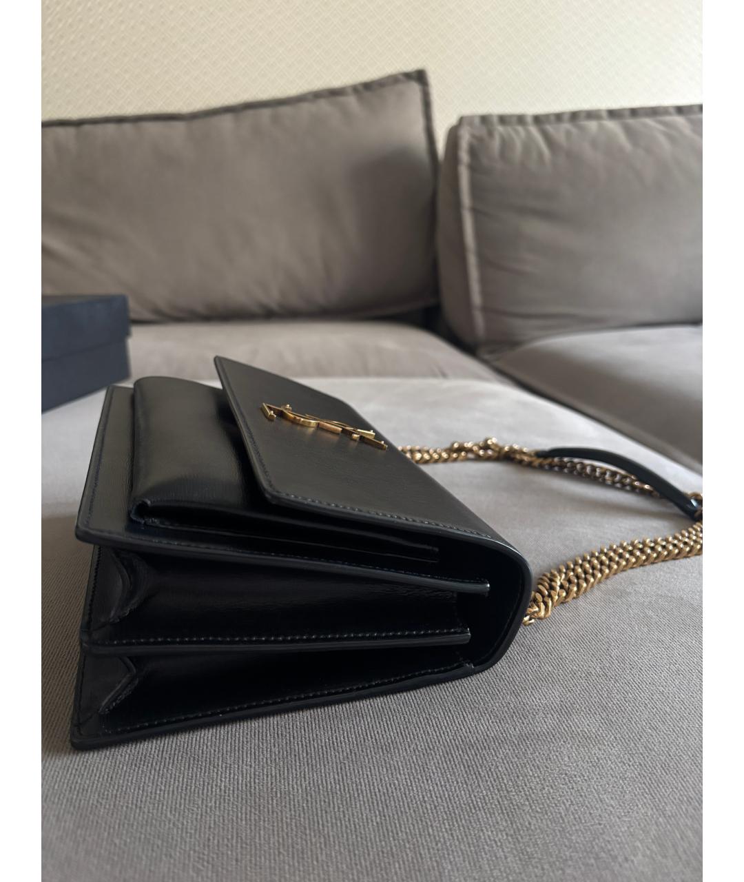 SAINT LAURENT Черная кожаная сумка на плечо, фото 4