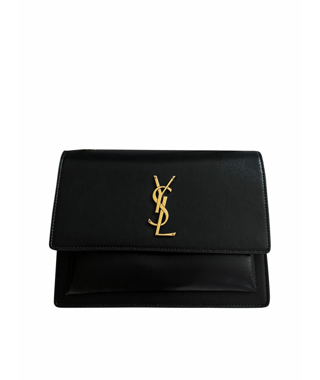 SAINT LAURENT Черная кожаная сумка на плечо, фото 1