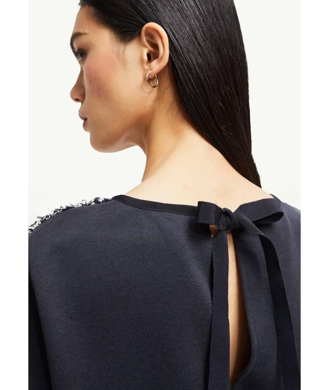 MONCLER Черная твидовая футболка, фото 6