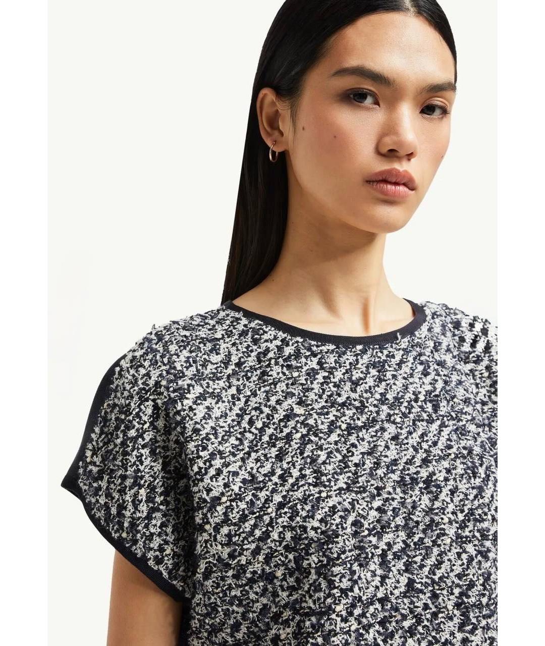 MONCLER Черная твидовая футболка, фото 5