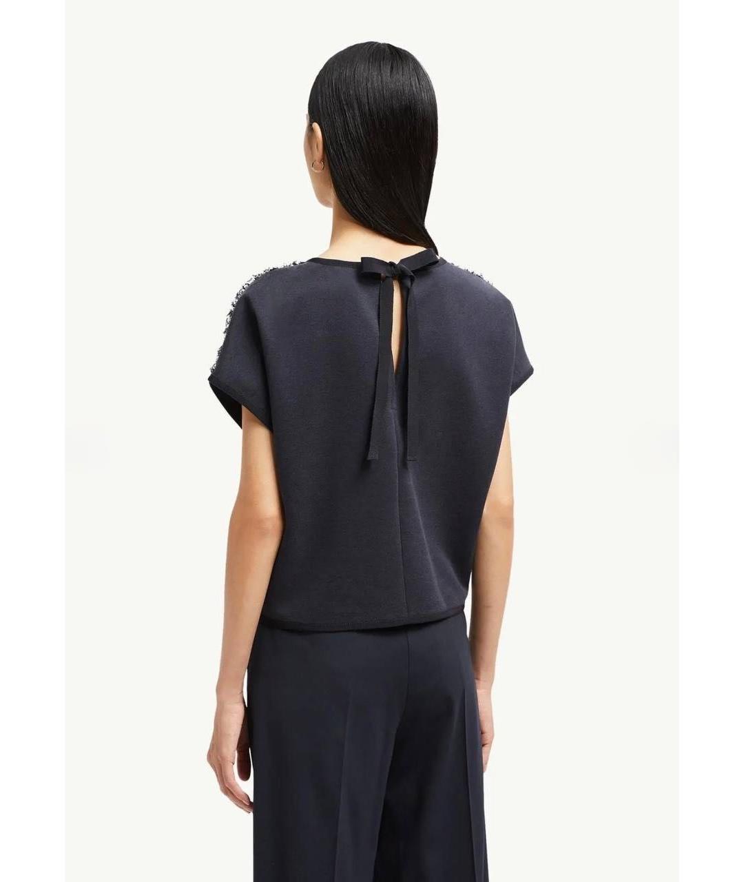 MONCLER Черная твидовая футболка, фото 4