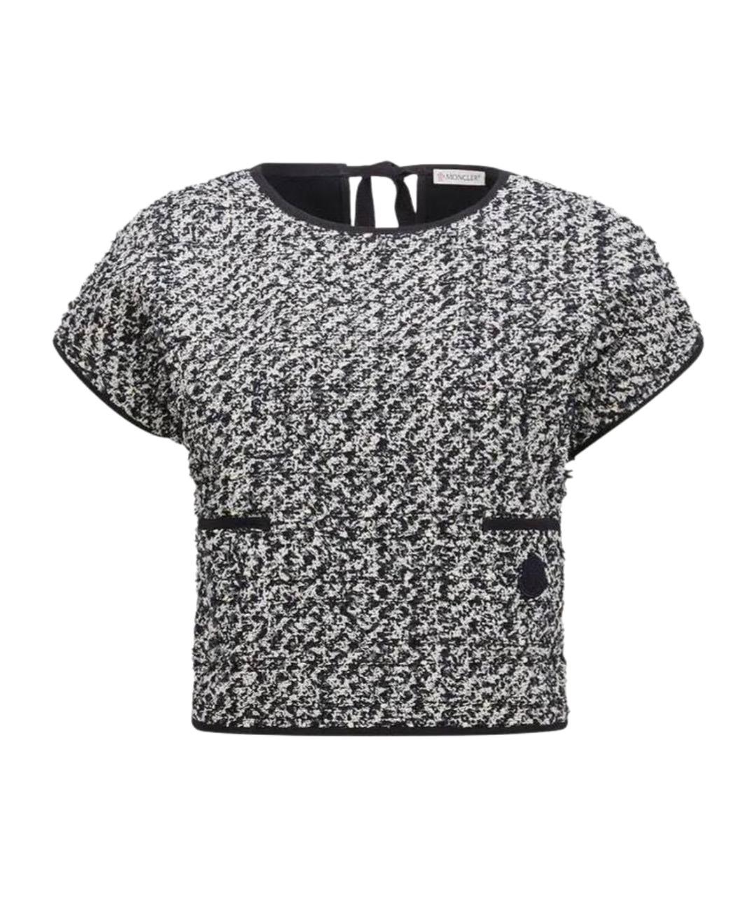 MONCLER Черная твидовая футболка, фото 1