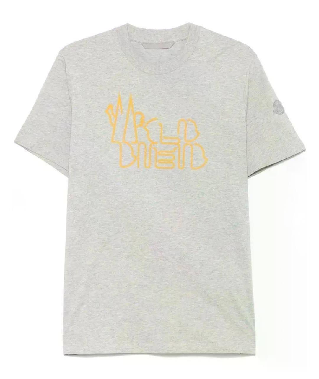 MONCLER Серая хлопковая футболка, фото 5