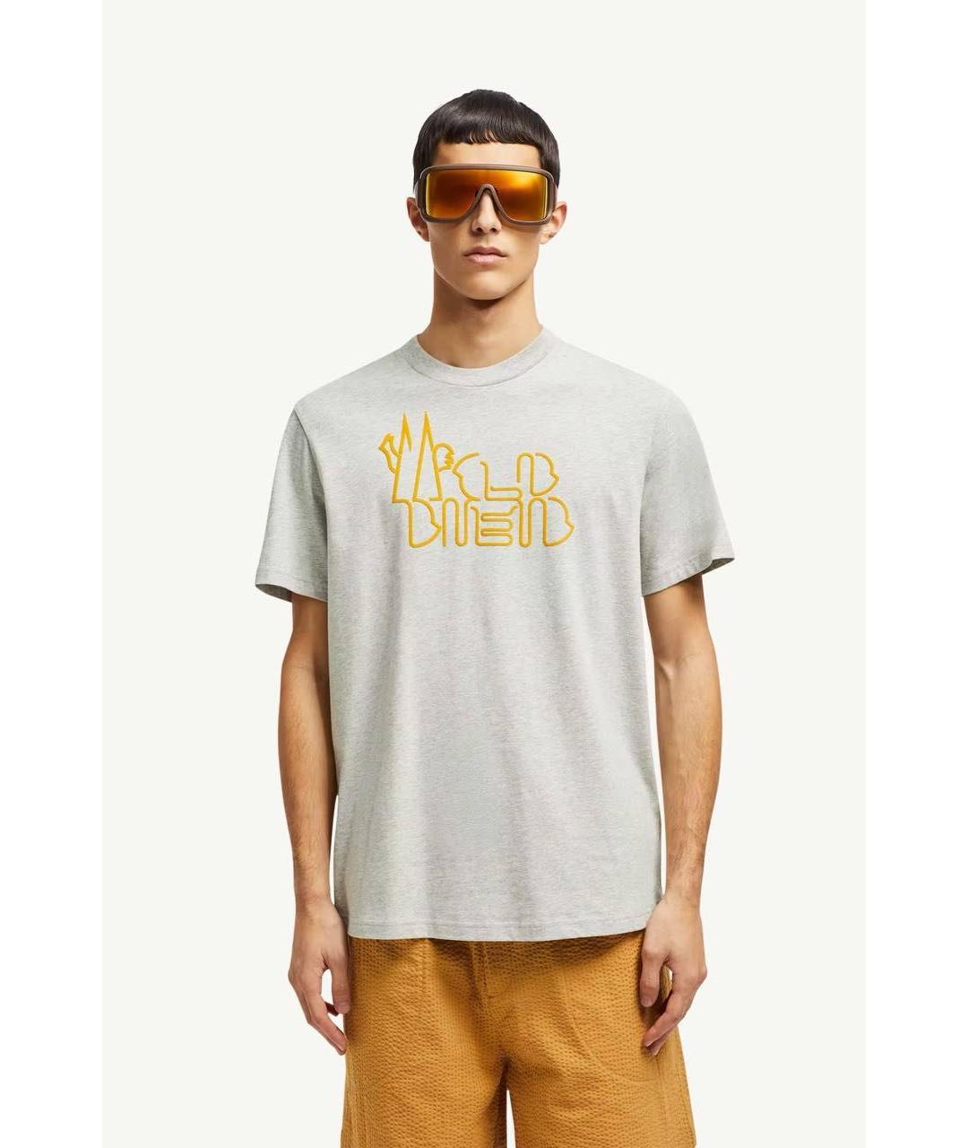 MONCLER Серая хлопковая футболка, фото 2