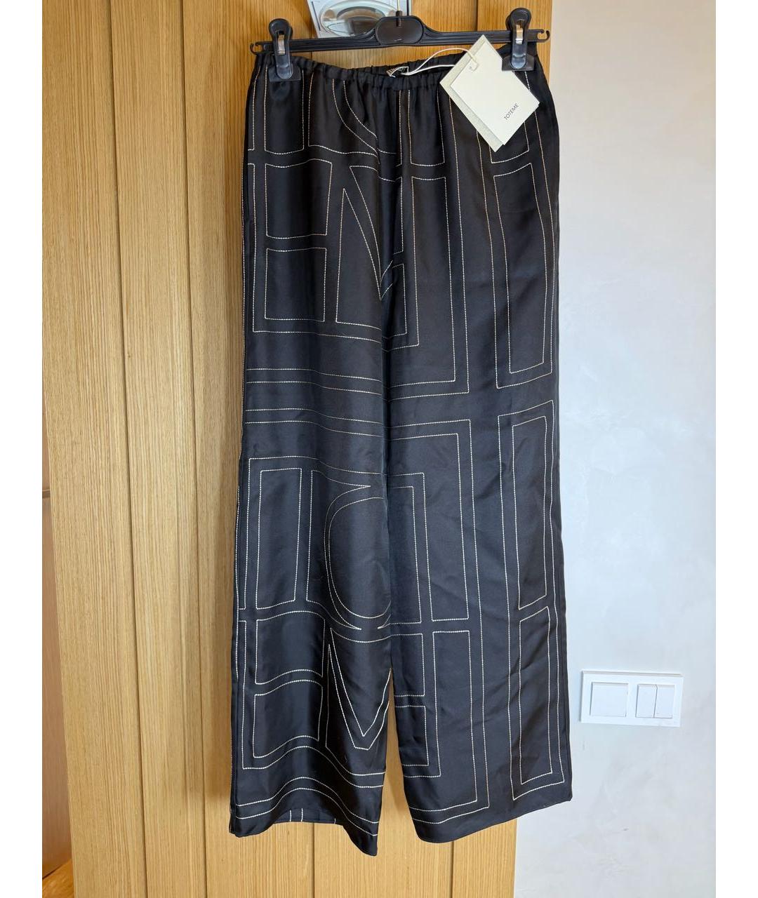 TOTEME Черные шелковые прямые брюки, фото 3