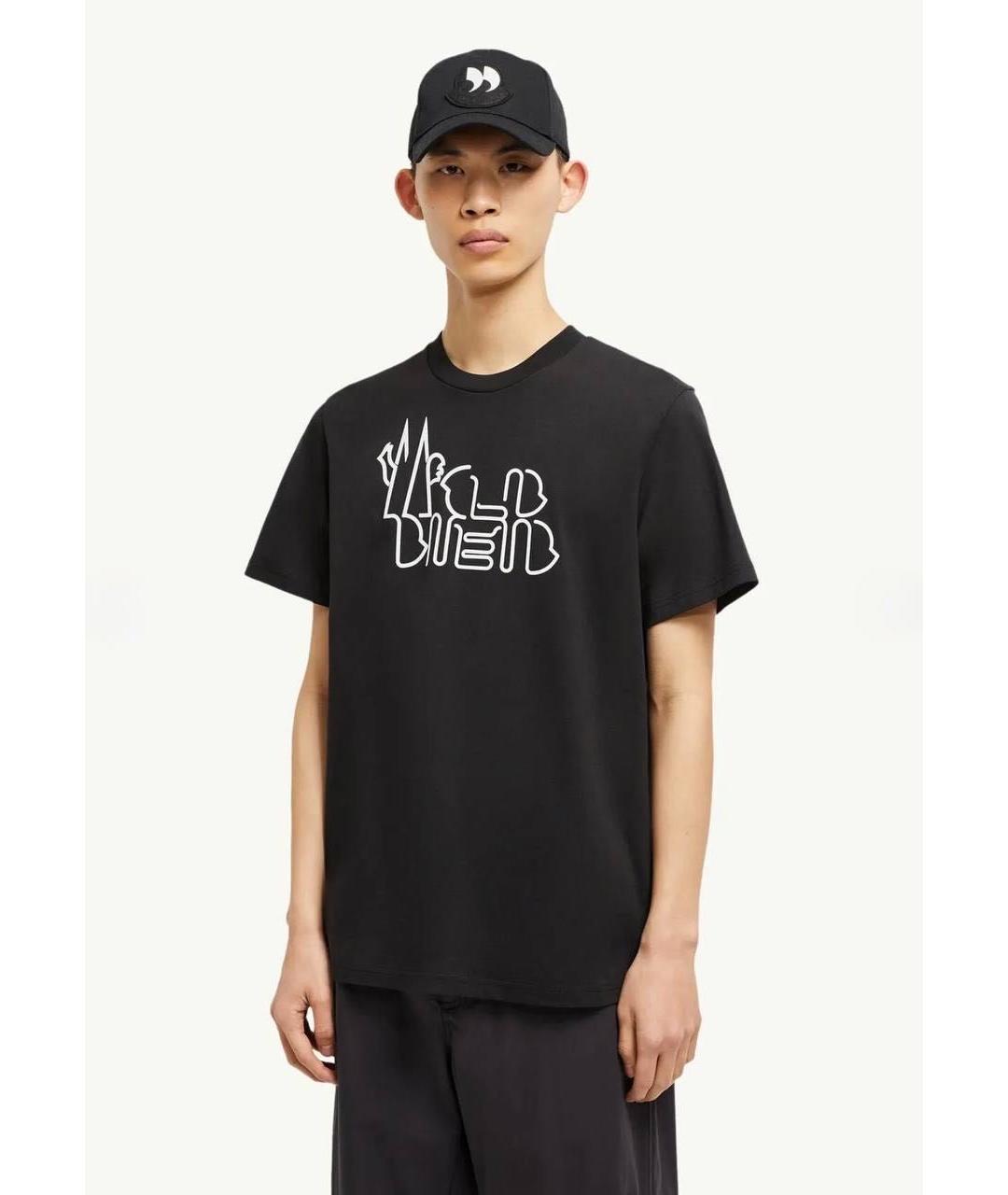 MONCLER Черная хлопковая футболка, фото 2