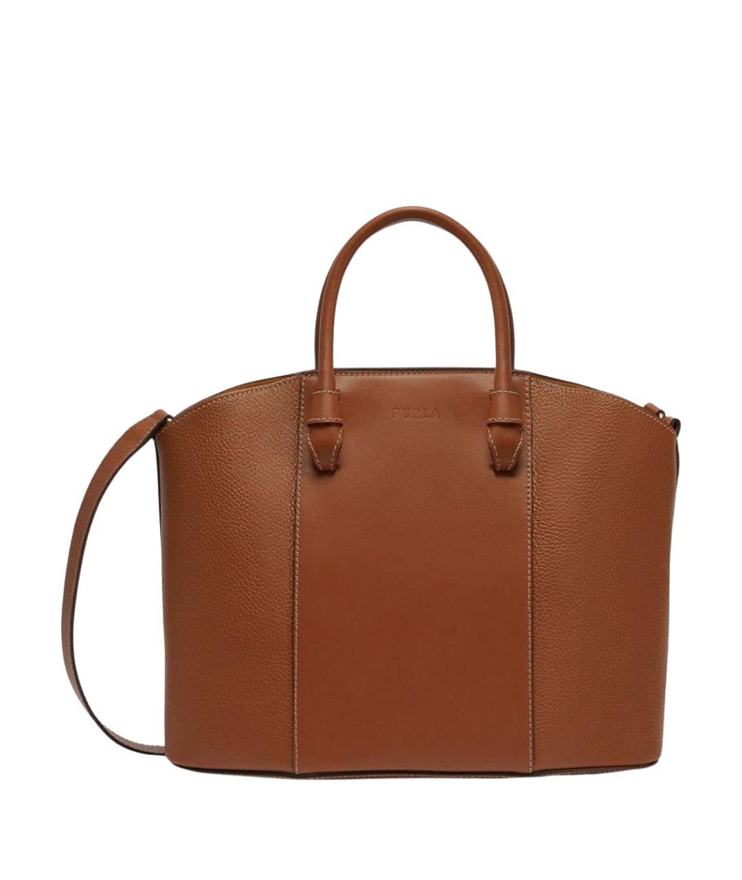 FURLA Коричневая кожаная сумка тоут, фото 1