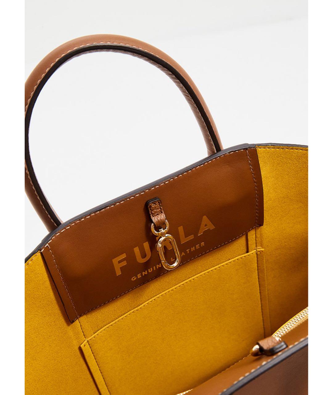 FURLA Коричневая кожаная сумка тоут, фото 4