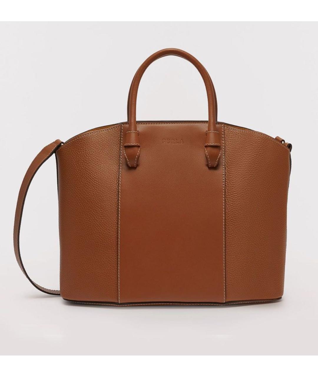 FURLA Коричневая кожаная сумка тоут, фото 5