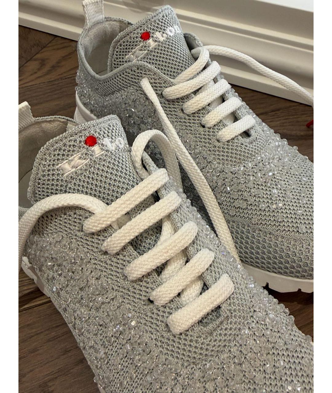 KITON Голубые текстильные кроссовки, фото 3