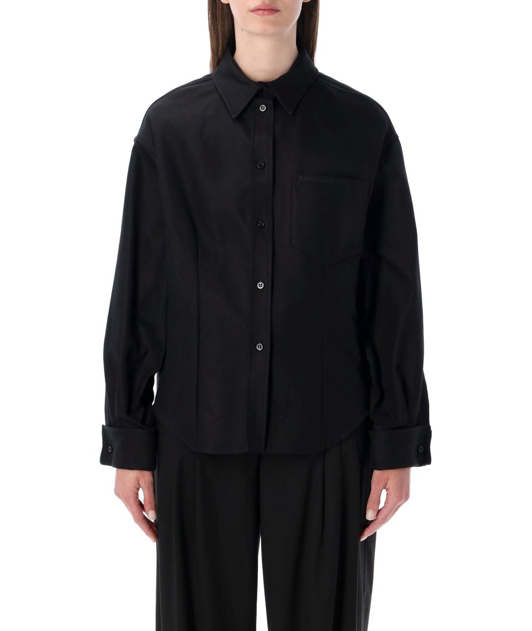 BALENCIAGA Черная хлопковая рубашка, фото 1