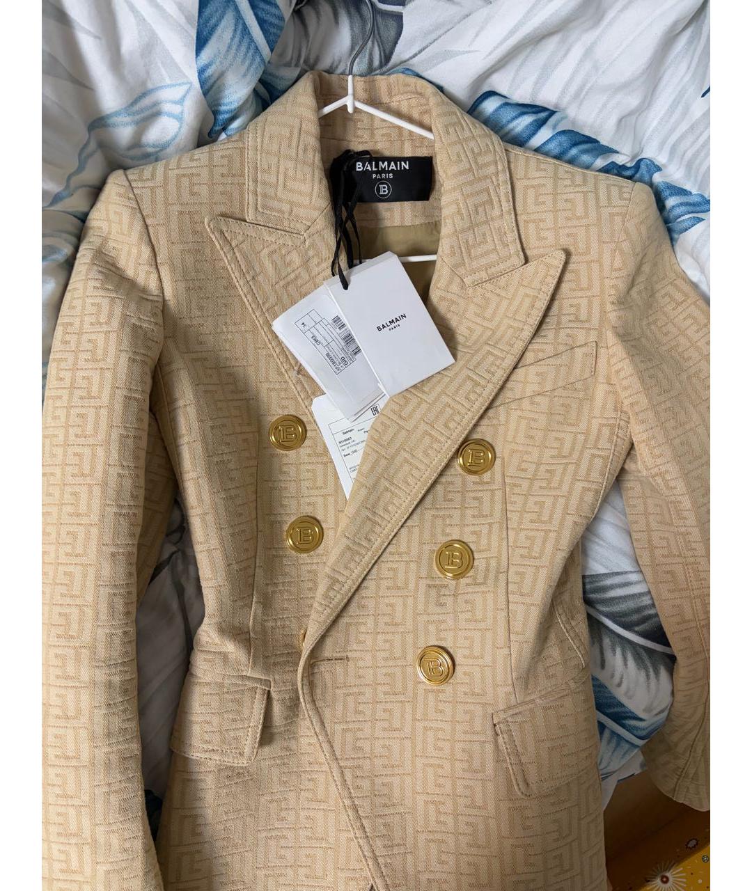 BALMAIN Бежевый хлопковый жакет/пиджак, фото 3