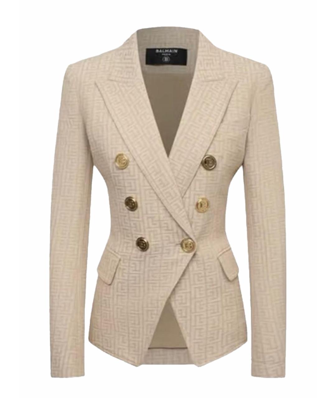 BALMAIN Бежевый хлопковый жакет/пиджак, фото 5