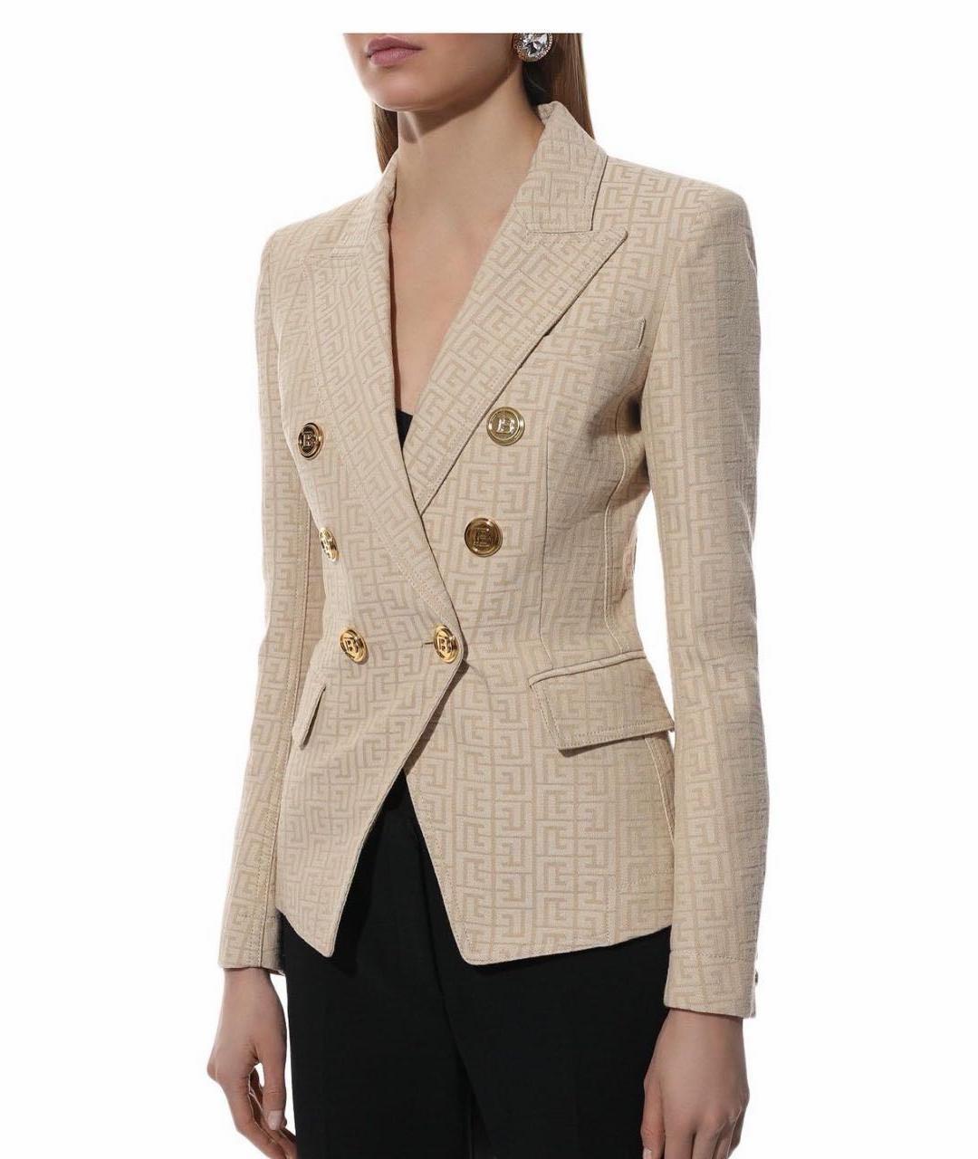 BALMAIN Бежевый хлопковый жакет/пиджак, фото 2