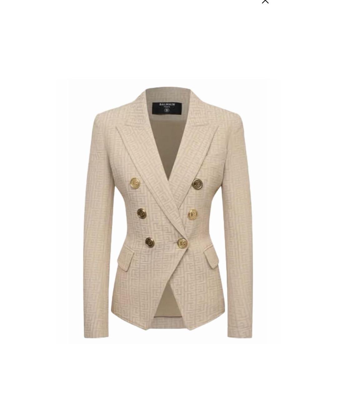 BALMAIN Бежевый хлопковый жакет/пиджак, фото 4