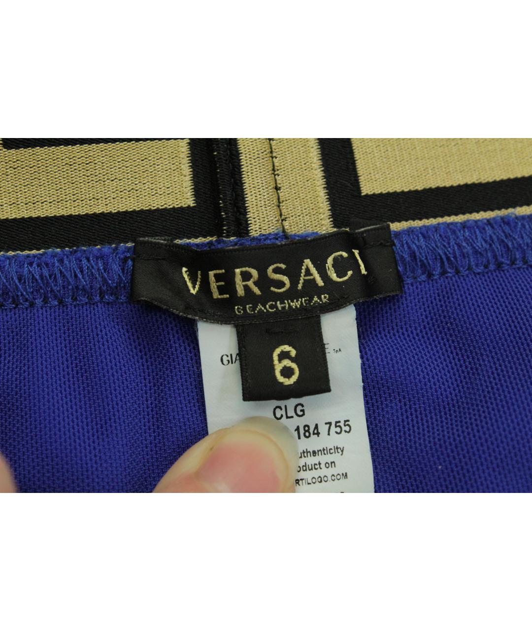 VERSACE Синие полиэстеровые шорты, фото 4