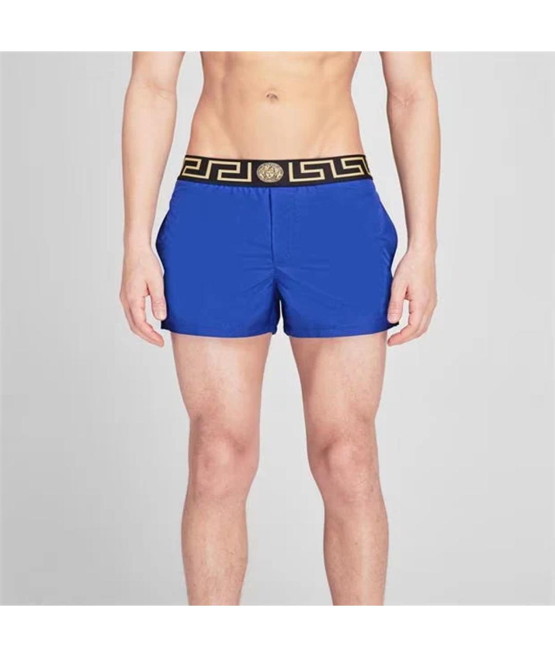 VERSACE Синие полиэстеровые шорты, фото 6