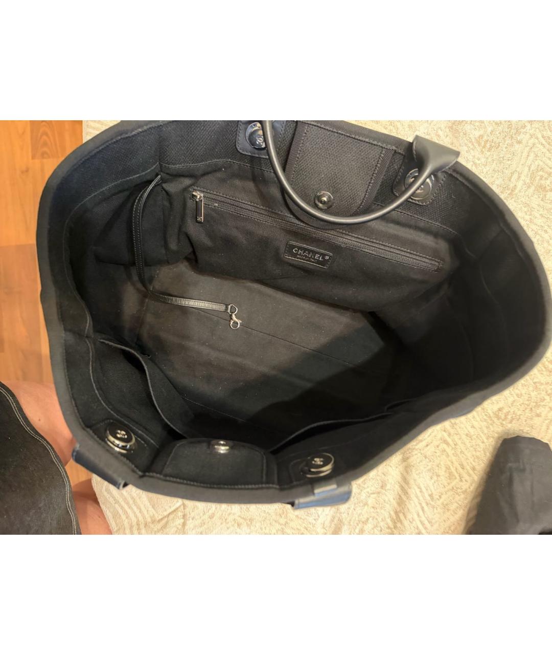 CHANEL Черная тканевая сумка тоут, фото 4