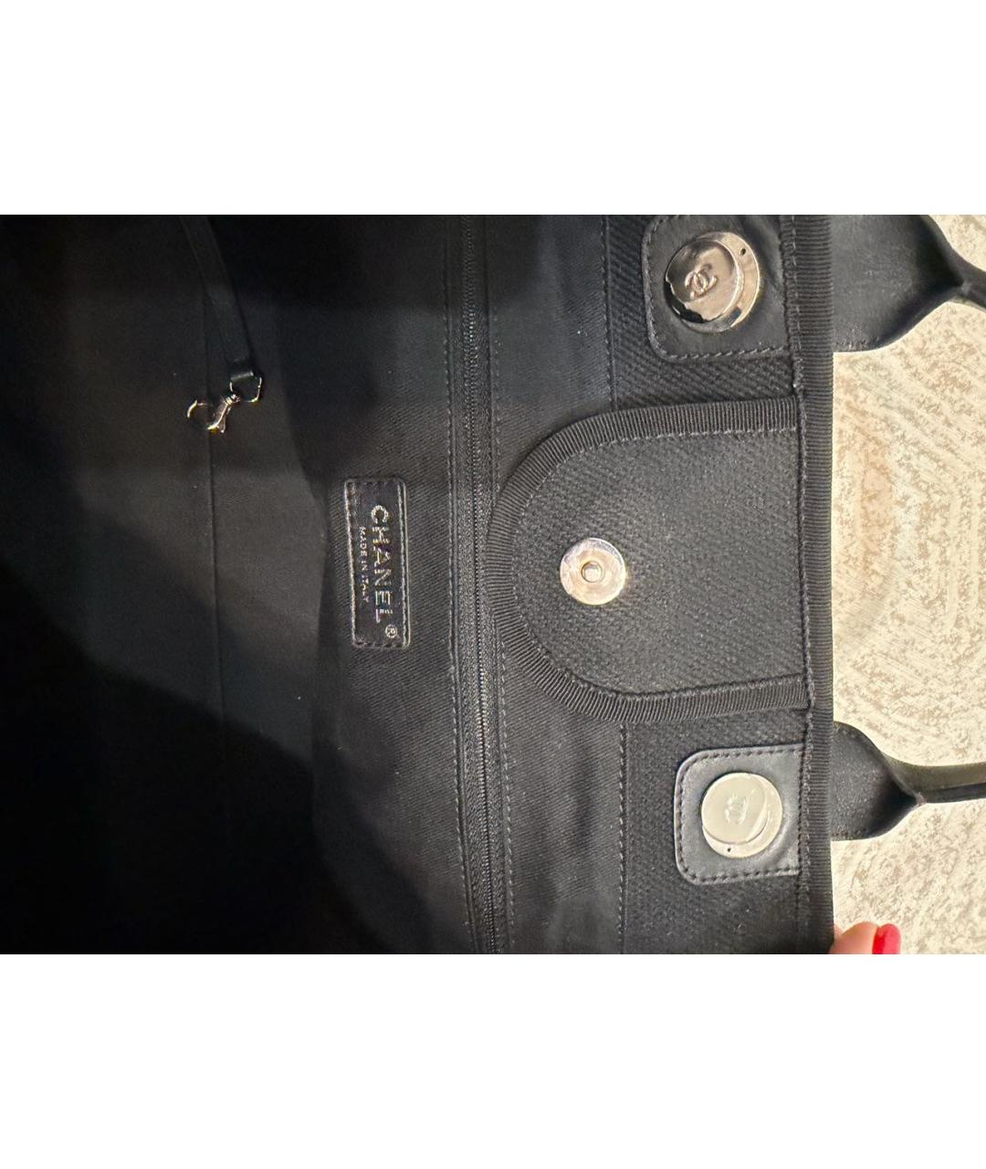 CHANEL Черная тканевая сумка тоут, фото 5