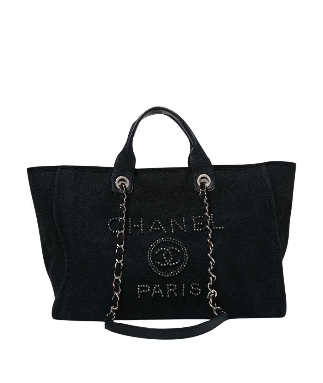 CHANEL Черная тканевая сумка тоут, фото 1