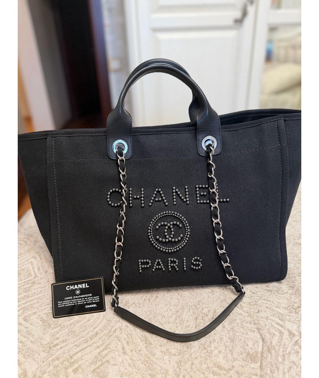 CHANEL Черная тканевая сумка тоут, фото 2