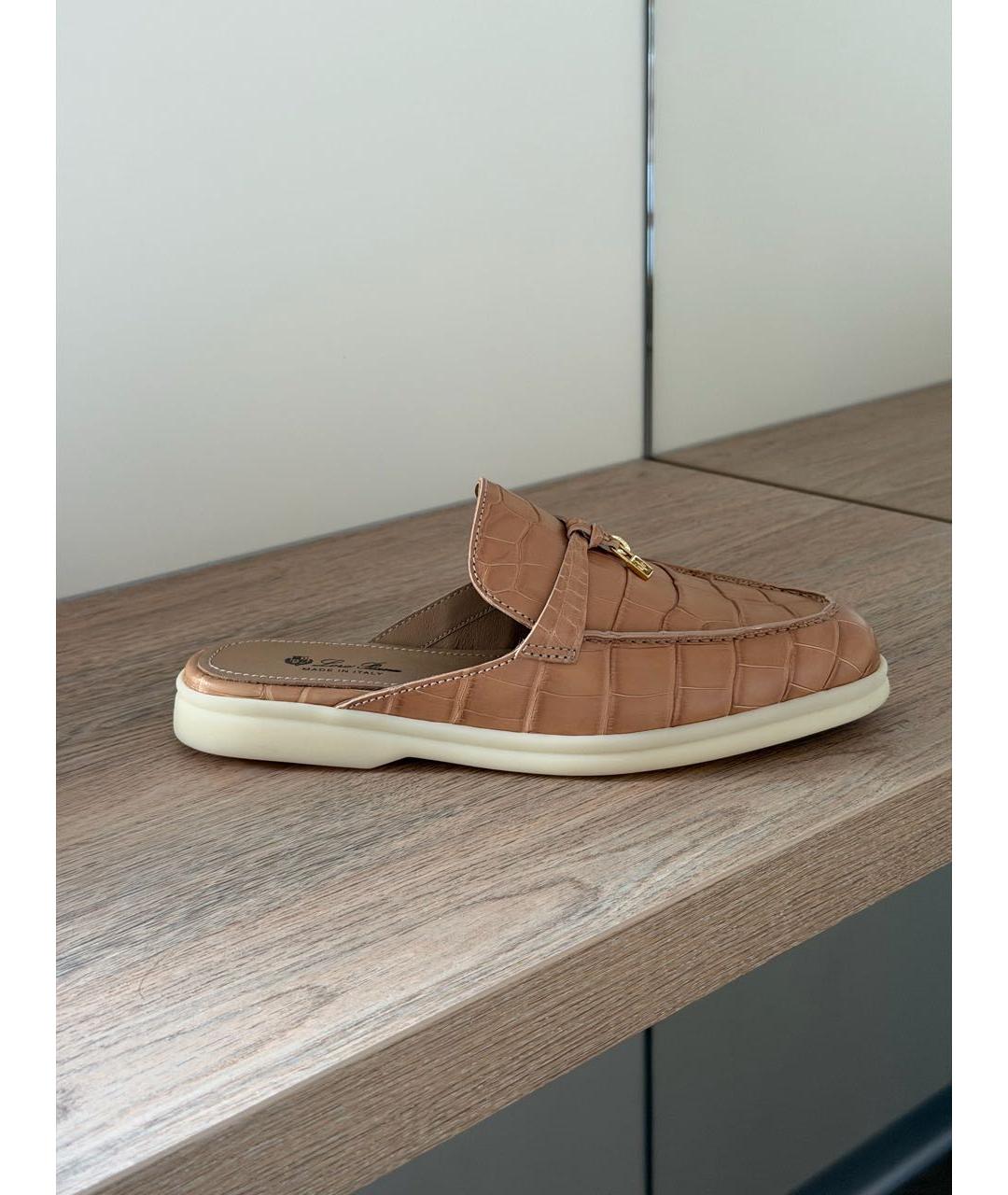 LORO PIANA Бежевые мюли из экзотической кожи, фото 6