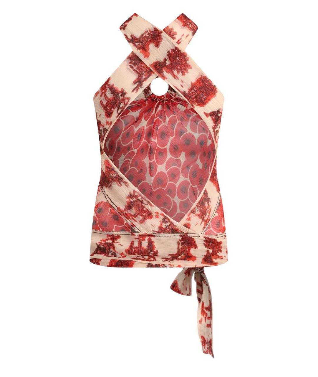 HERMES Красная шифоновая блузы, фото 3