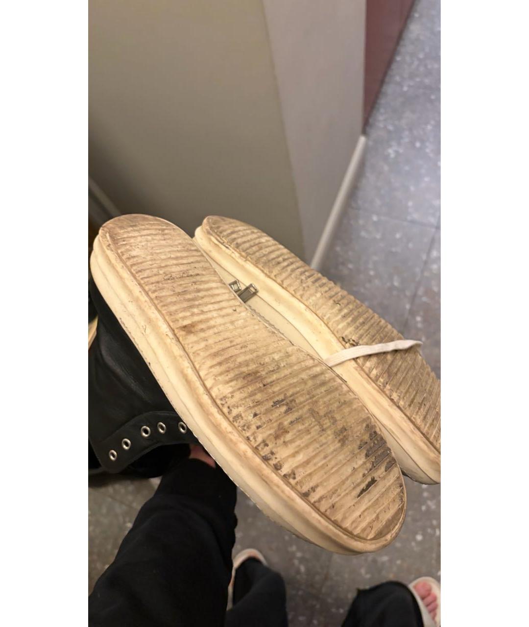 RICK OWENS Черные кожаные высокие кроссовки / кеды, фото 3