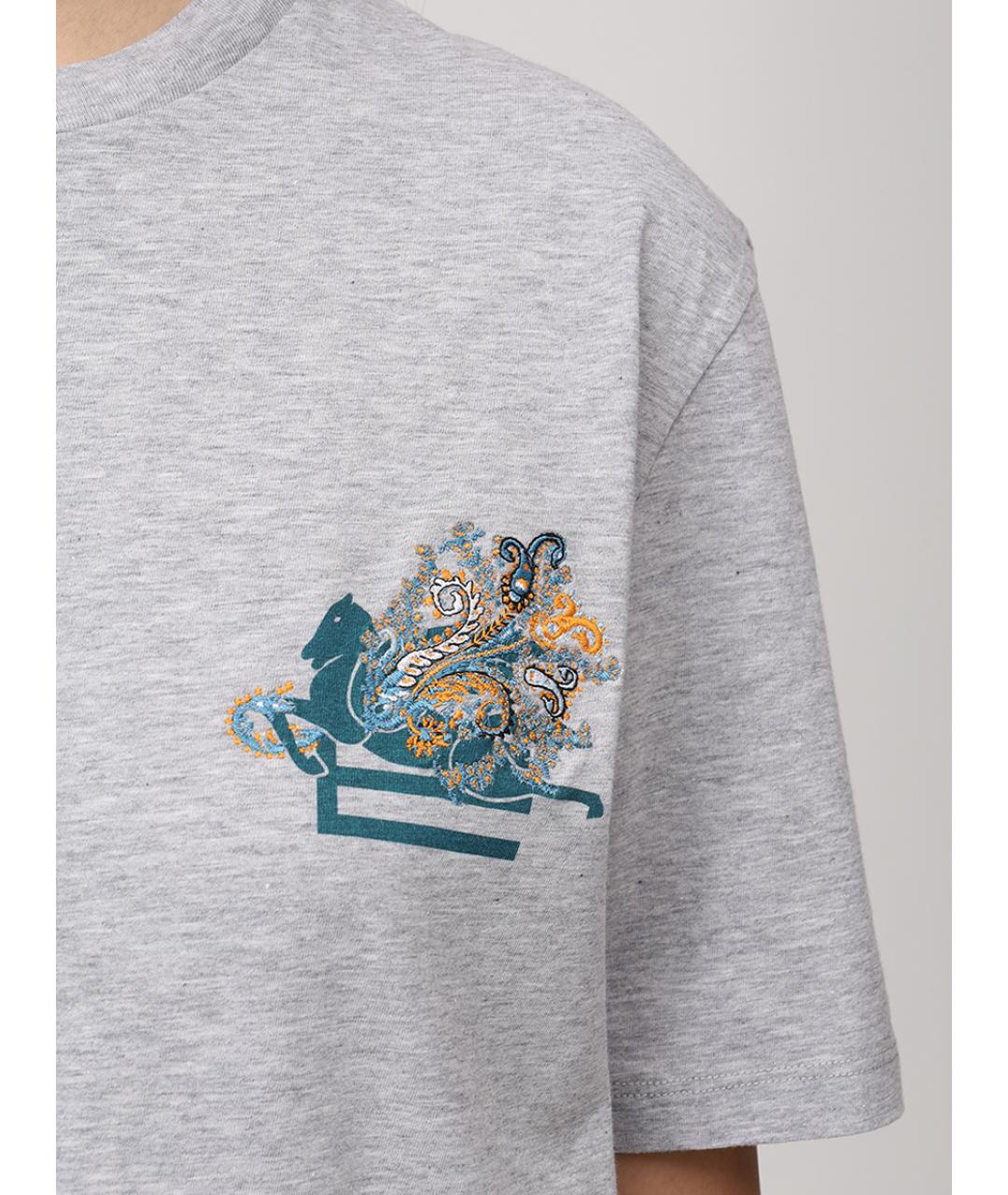ETRO Серая хлопковая футболка, фото 4
