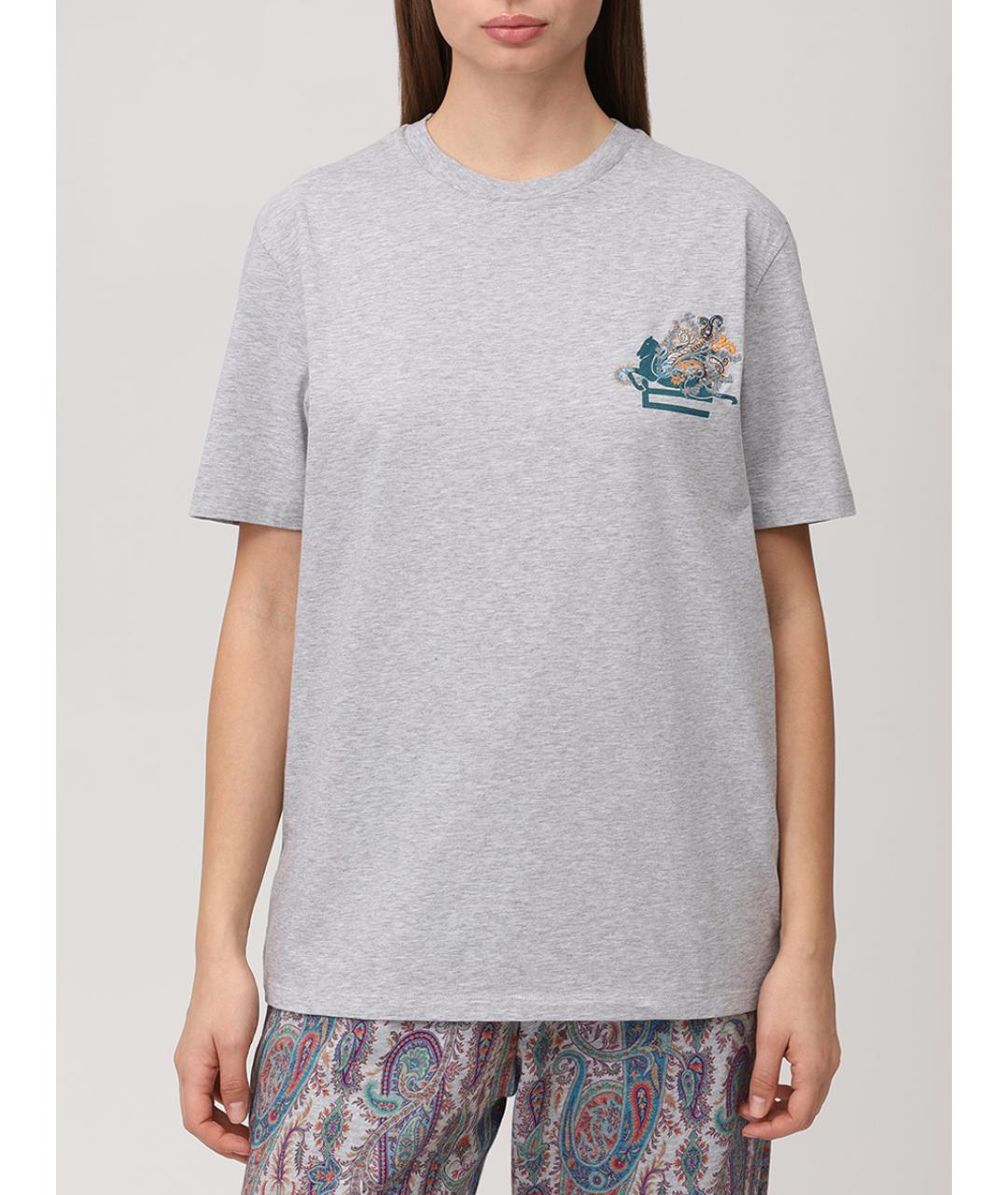 ETRO Серая хлопковая футболка, фото 2