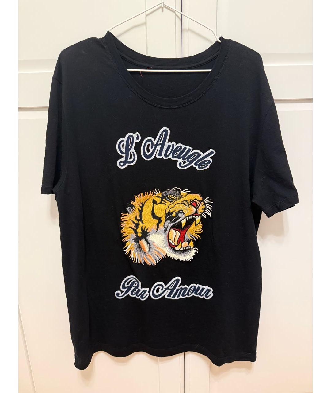 GUCCI Черная хлопковая футболка, фото 7