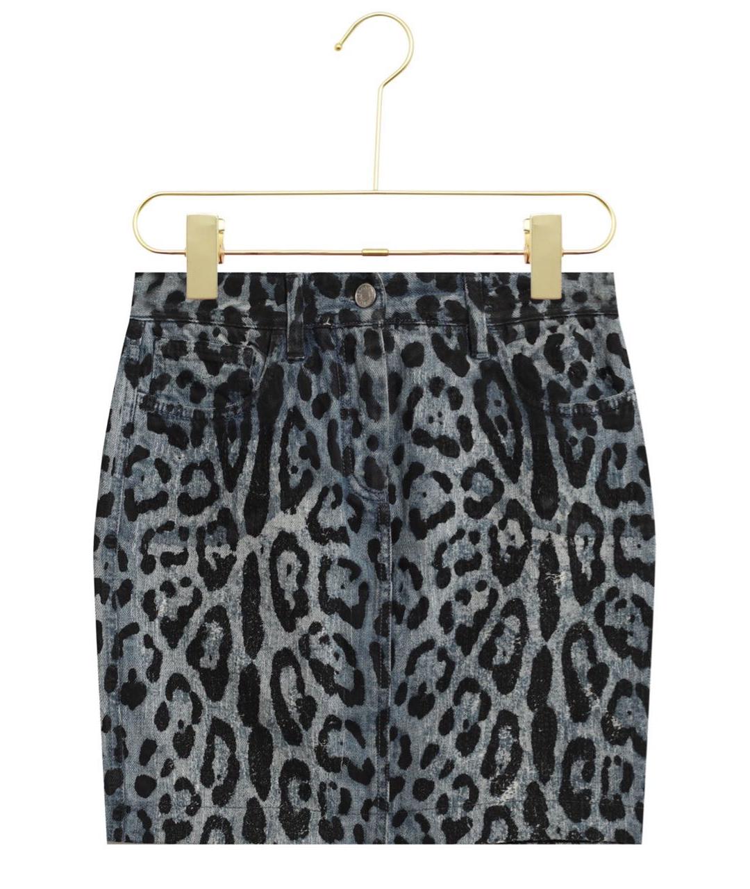 DOLCE&GABBANA Темно-синяя хлопковая юбка мини, фото 5