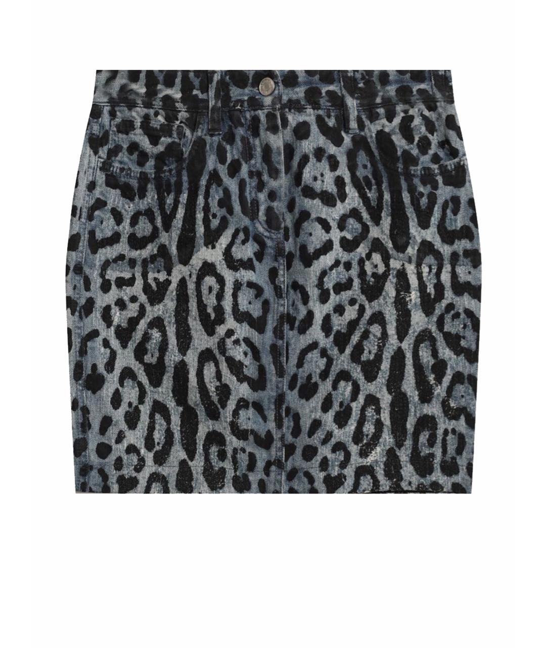 DOLCE&GABBANA Темно-синяя хлопковая юбка мини, фото 1