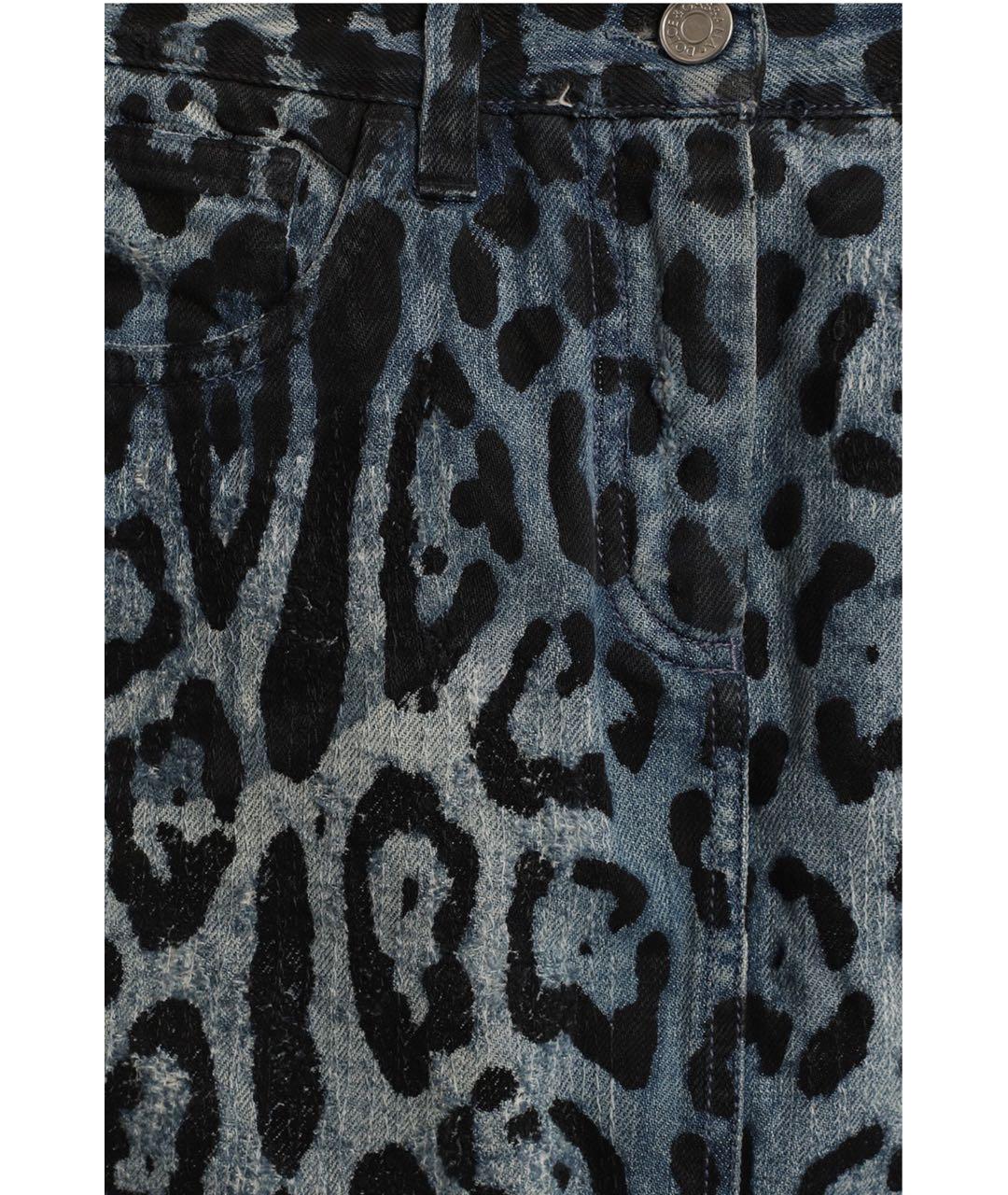 DOLCE&GABBANA Темно-синяя хлопковая юбка мини, фото 4