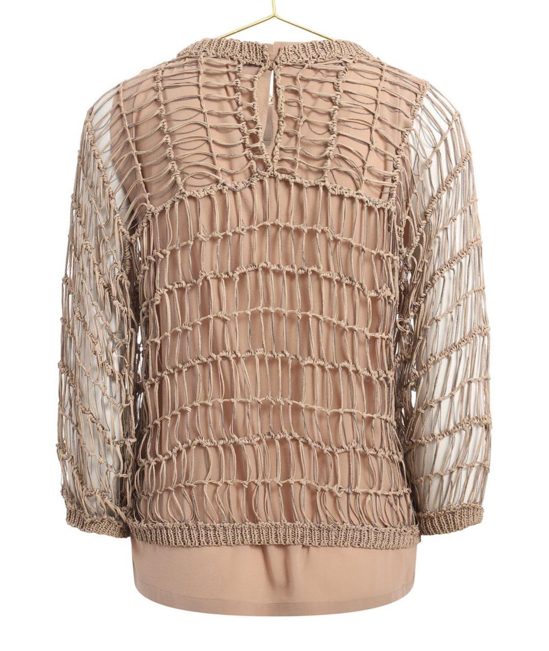 BRUNELLO CUCINELLI Бежевая шелковая блузы, фото 3