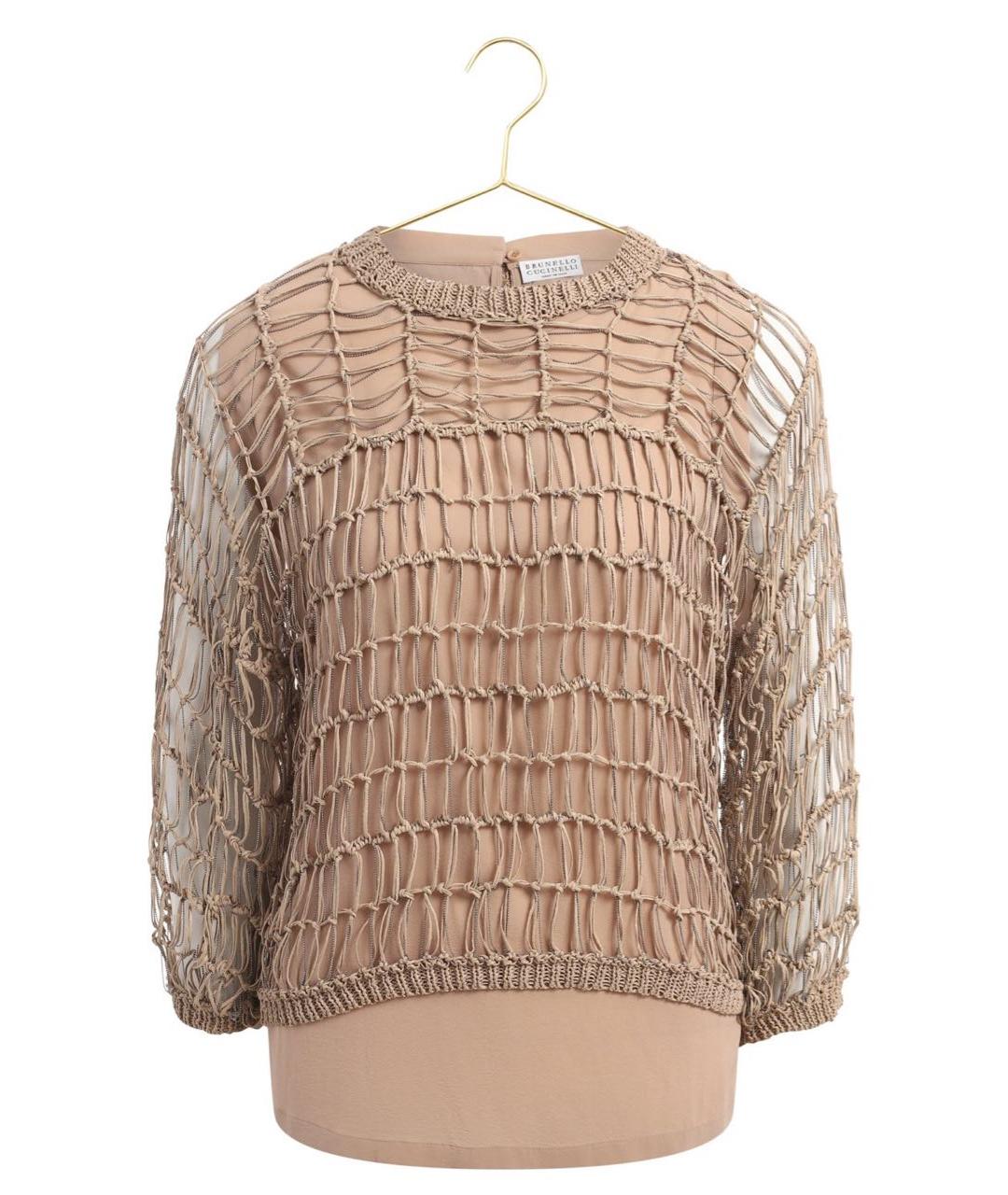 BRUNELLO CUCINELLI Бежевая шелковая блузы, фото 5