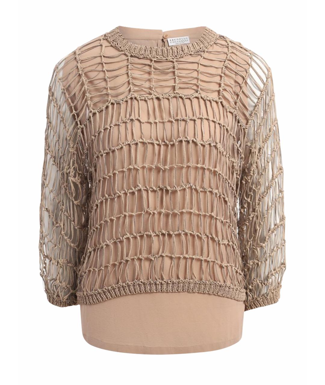 BRUNELLO CUCINELLI Бежевая шелковая блузы, фото 1