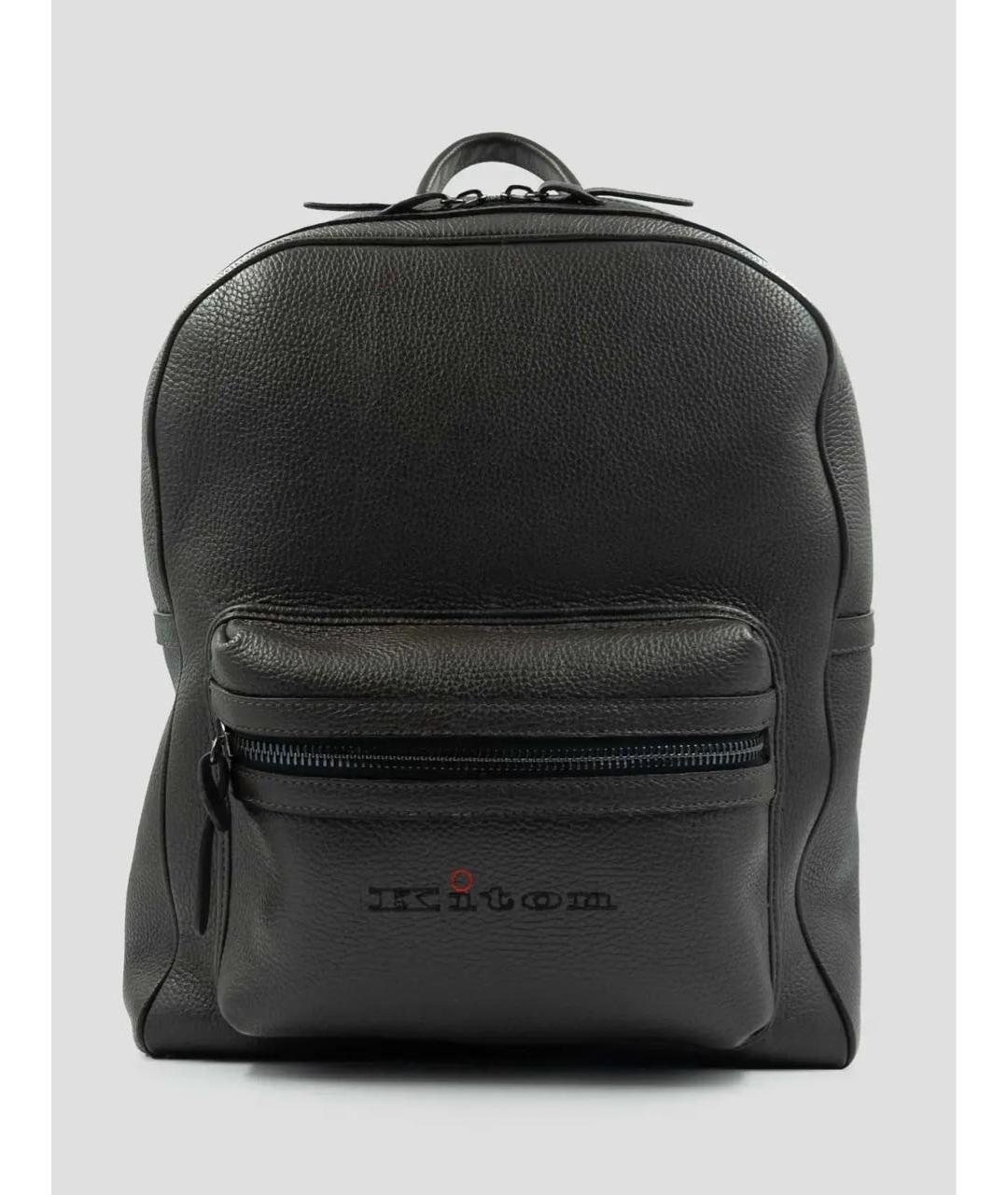 KITON Черный кожаный рюкзак, фото 5