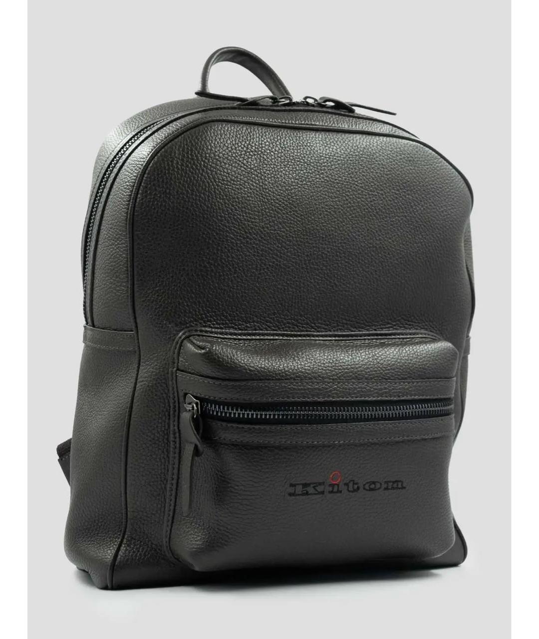 KITON Черный кожаный рюкзак, фото 2