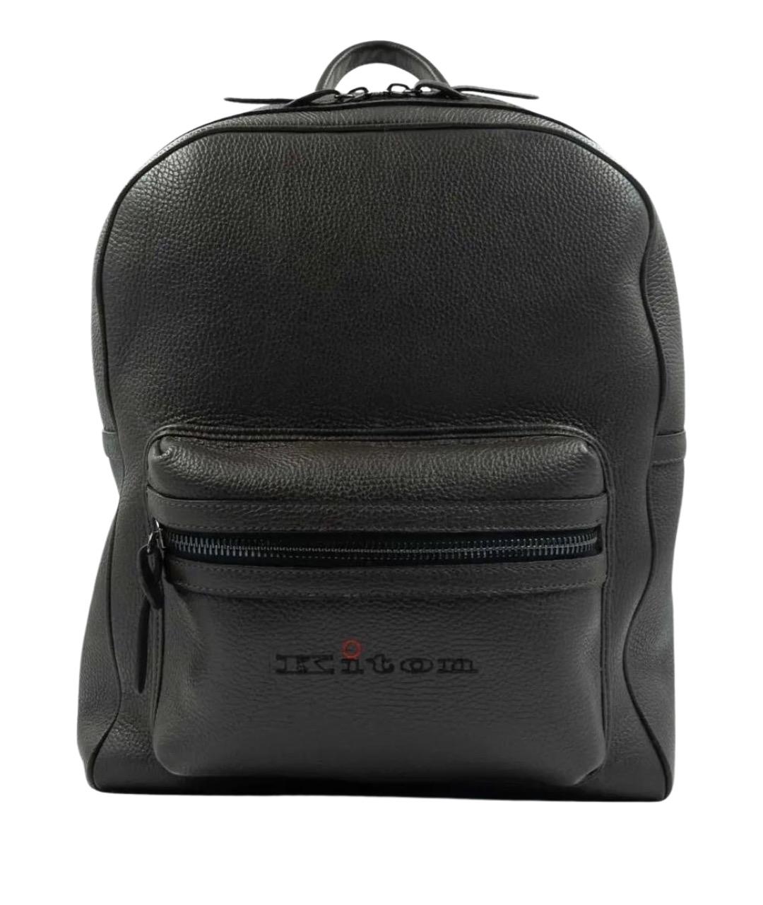 KITON Черный кожаный рюкзак, фото 1