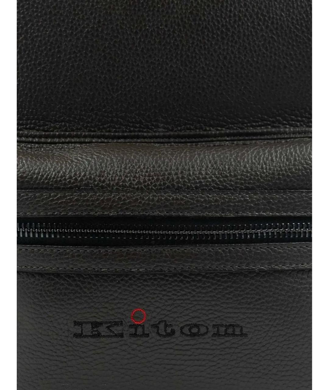 KITON Черный кожаный рюкзак, фото 4