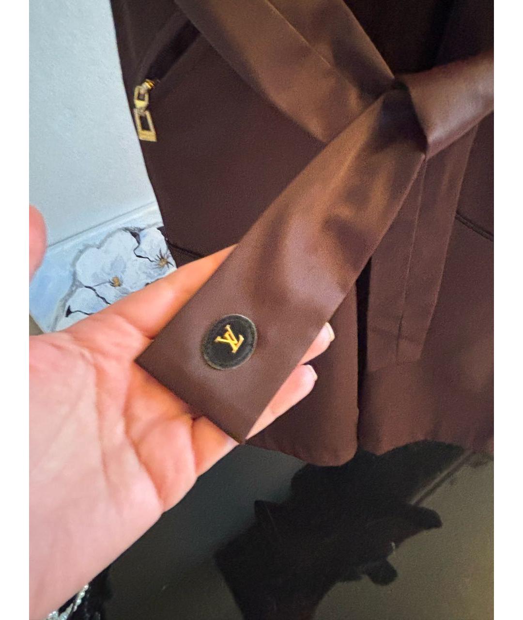 LOUIS VUITTON Коричневое атласное повседневное платье, фото 7